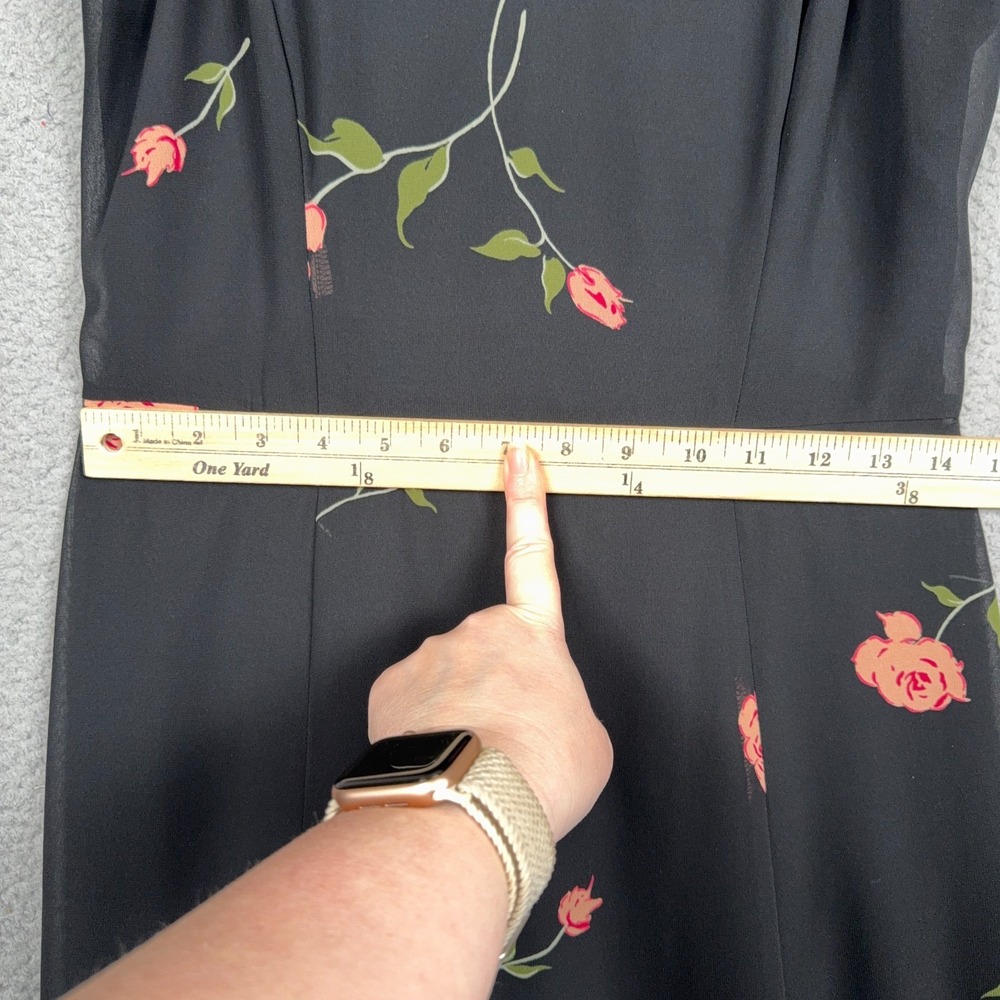 Ashley Graham Beyond Dress Womens 4 Black Floral Fairy Ruffle Midi Romantic - Picture 10 of 11